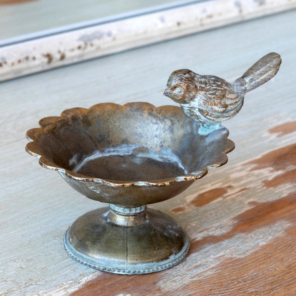 Brass Bird Bath Dish-Home Accessories-Rustic Barn Boutique