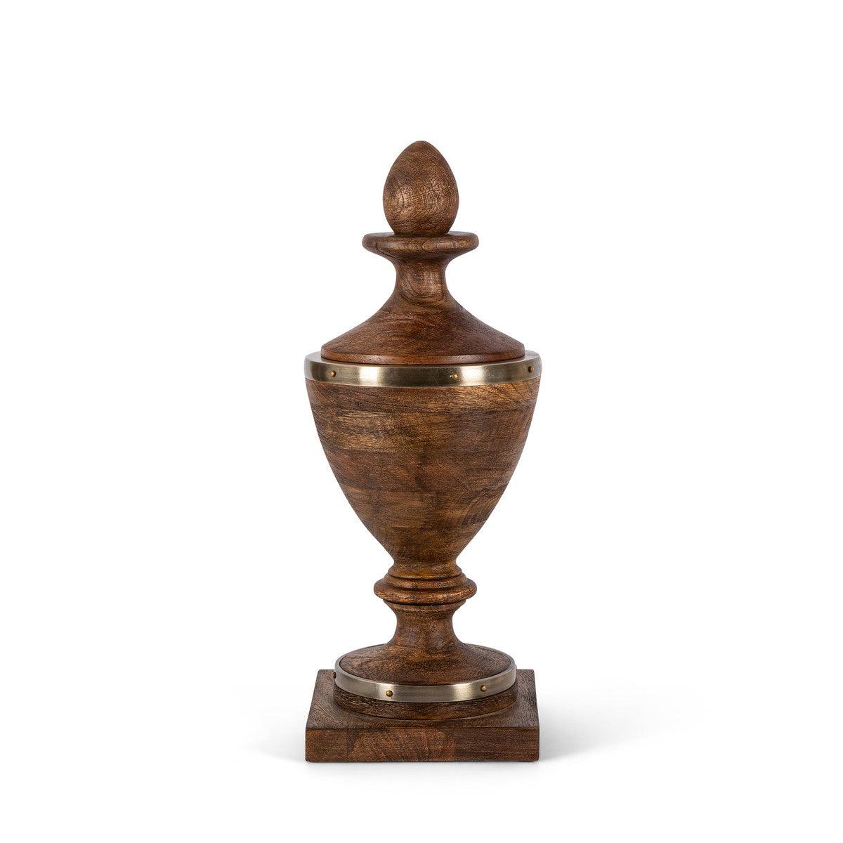 Wood and Metal Lidded Urn, 16" - Signastyle Boutique