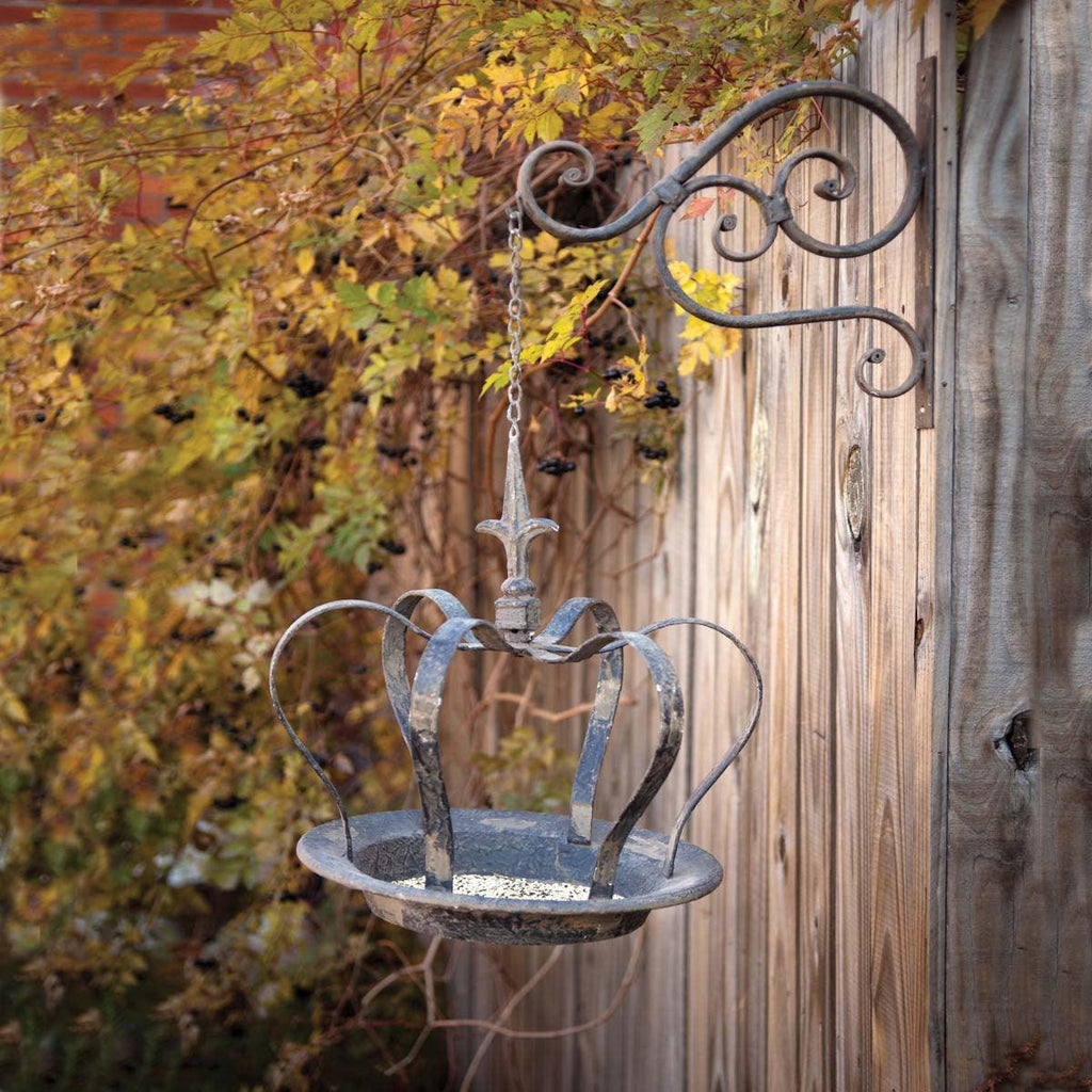 Hanging Crown Bird Feeder with Metal Wall Bracket-Home Accessories-Rustic Barn Boutique