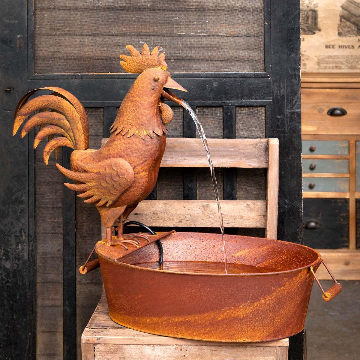 Folk Art Rooster Fountain - Signastyle Boutique