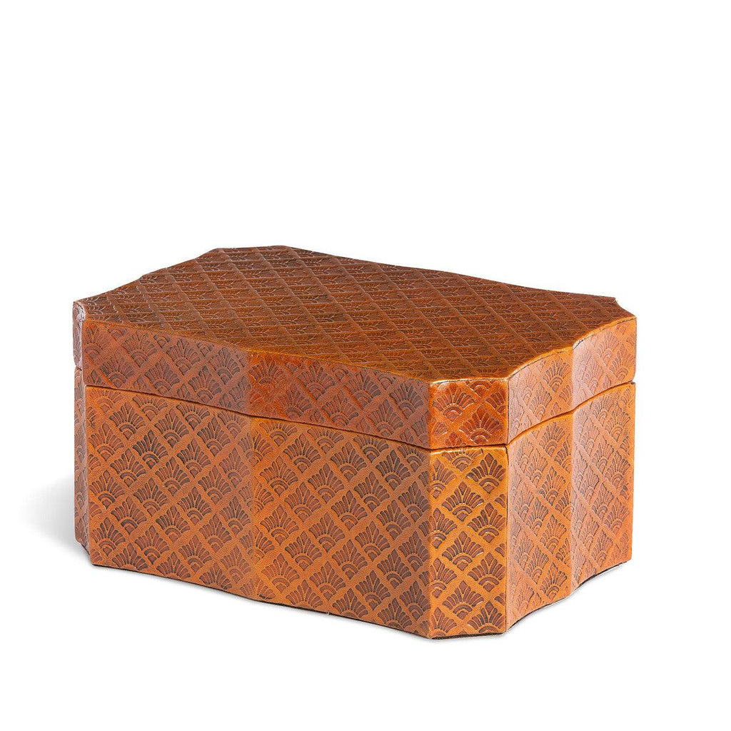 Layla Leather Embossed Storage Box-Home Accessories-Rustic Barn Boutique