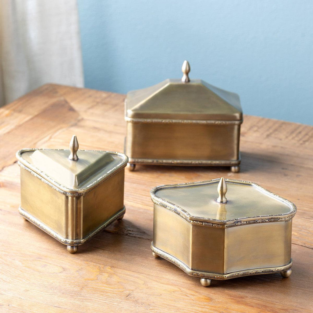 Brass Escritoire Boxes, Set of 3-Home Accessories-Rustic Barn Boutique