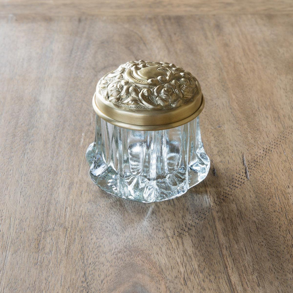 Antique Brass and Glass Ink Well-Home Accessories-Rustic Barn Boutique