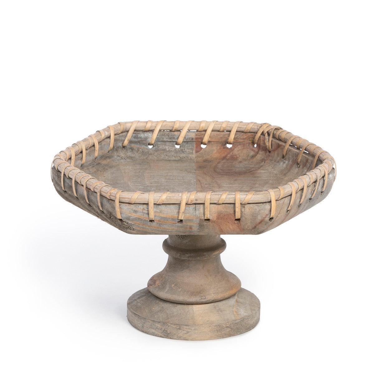 Rattan Laced Pedestal Server, Small - Signastyle Boutique