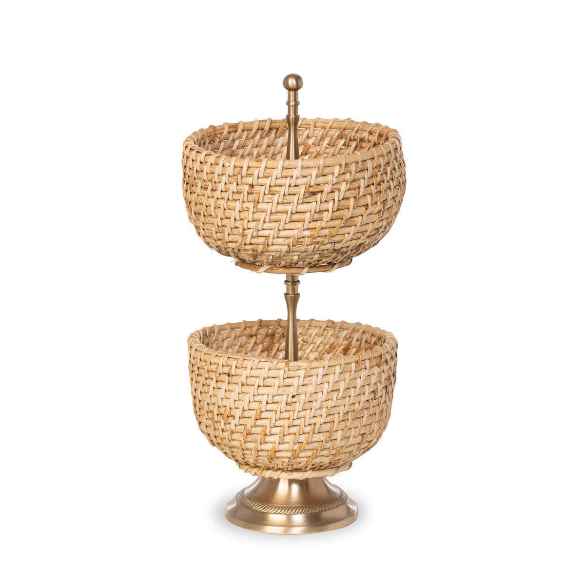 Amelia Woven Bamboo Cane Tiered Server - Signastyle Boutique