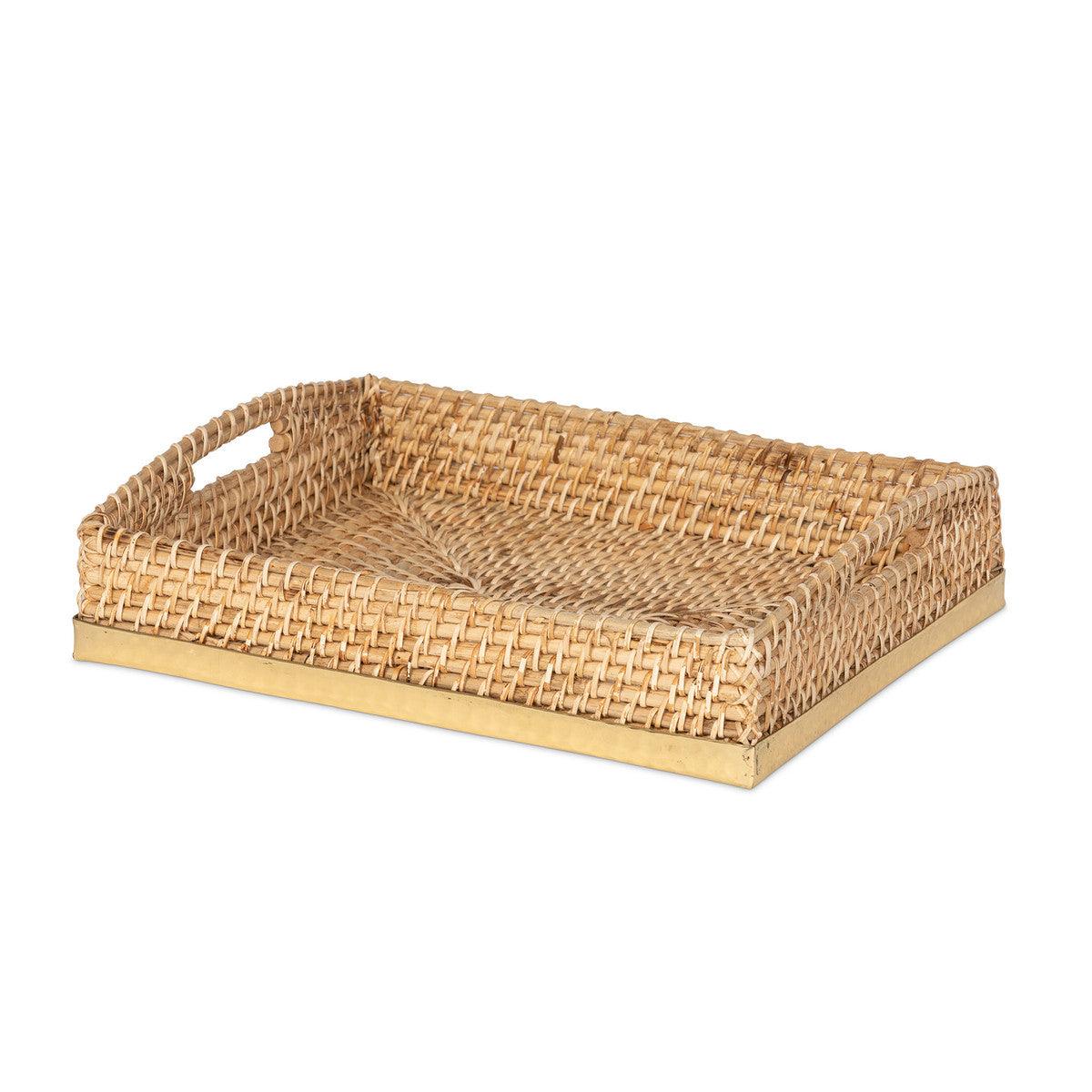 Amelia Woven Bamboo and Brass Rectangle Tray - Signastyle Boutique