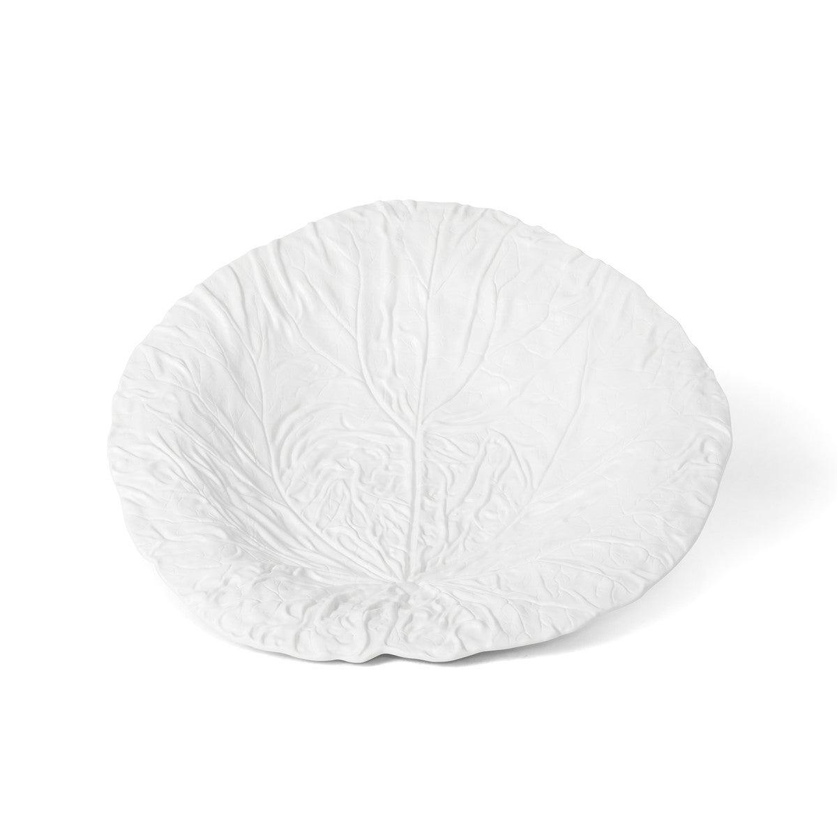White Cabbage Leaf Ceramic Serving Platter, 20" Dia. - Signastyle Boutique