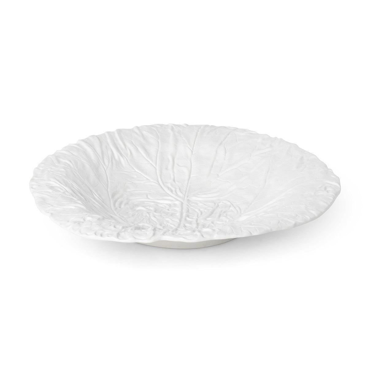 White Cabbage Leaf Ceramic Serving Platter, 20" Dia. - Signastyle Boutique