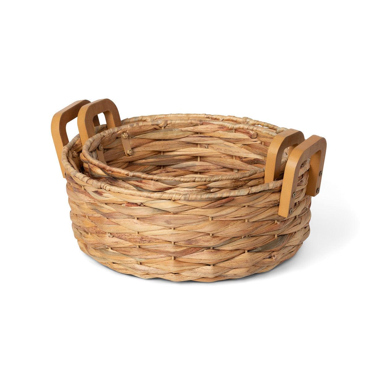 Woven Water Hyacinth Round Serving Basket - Signastyle Boutique