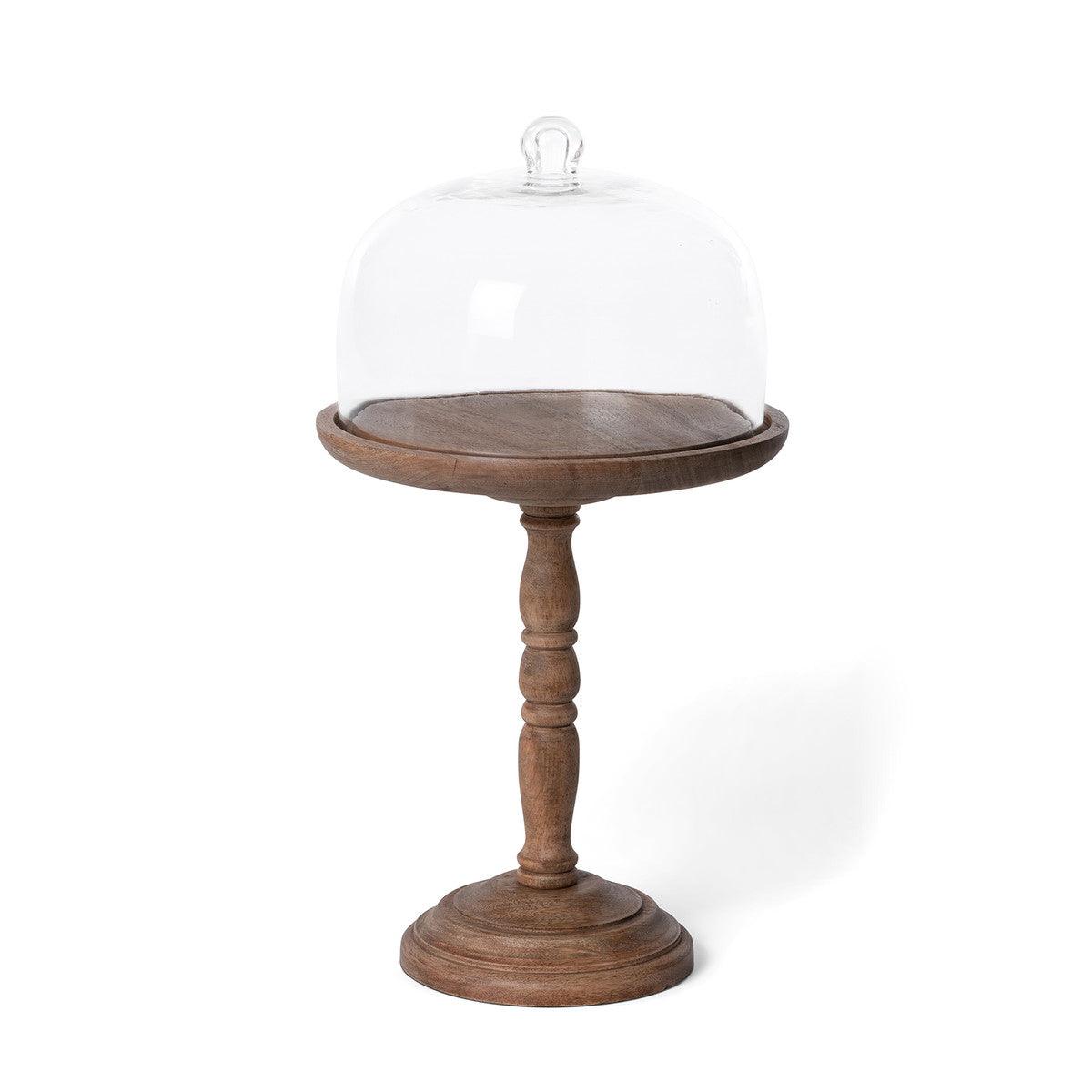 Elevated Wood Server with Glass Dome, 20" - Signastyle Boutique