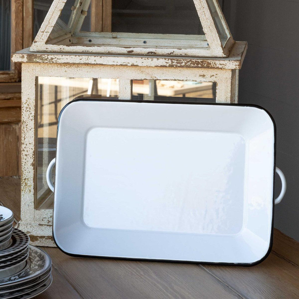 Farmhouse Enamelware Rectangle Tray-Home Accessories-Rustic Barn Boutique