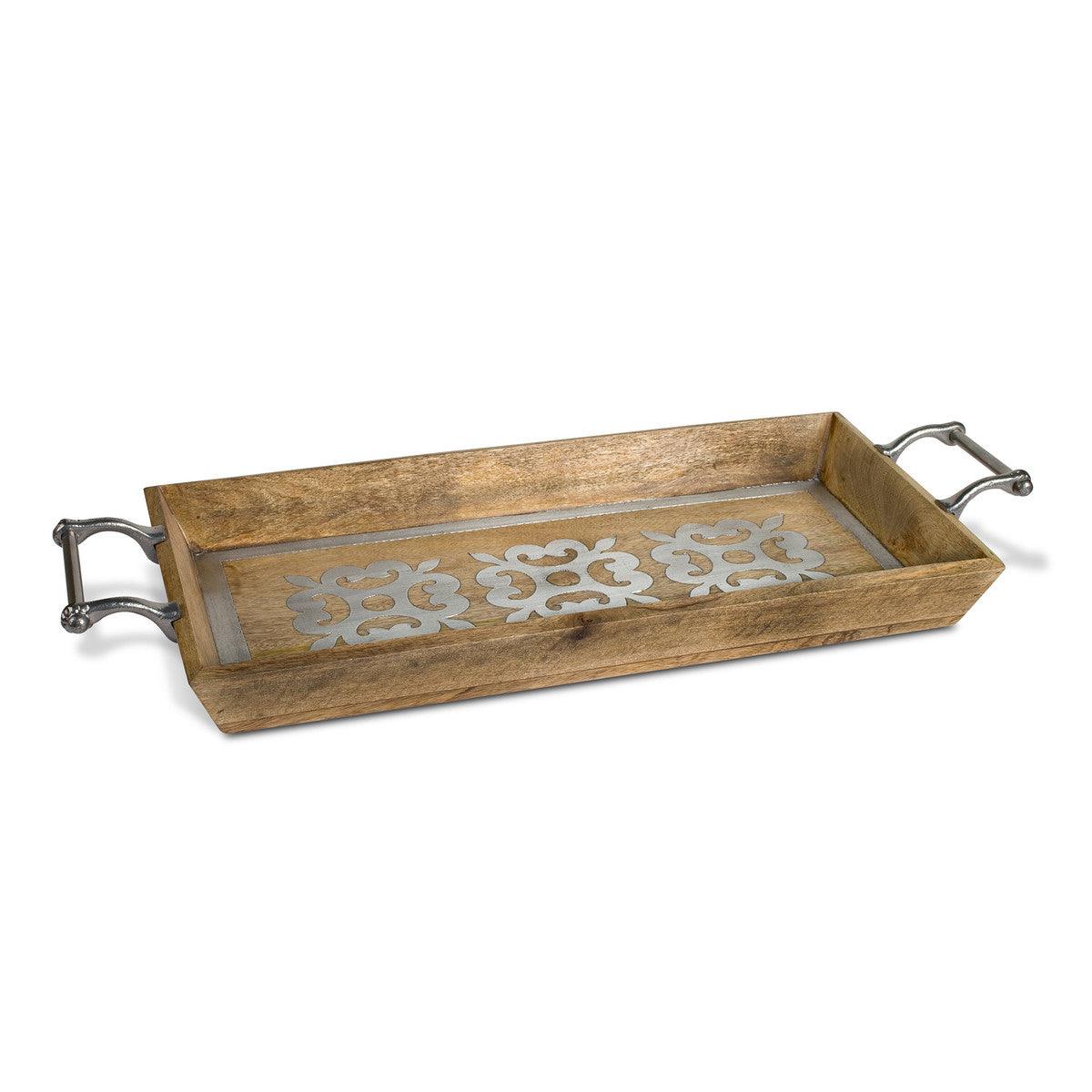 Heritage Inlay Wood Tray with Handles, 29" - Signastyle Boutique