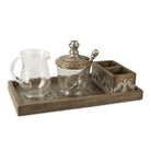 Heritage Inlay Wood Tea Service Set, Set of 4 with Tray - Signastyle Boutique