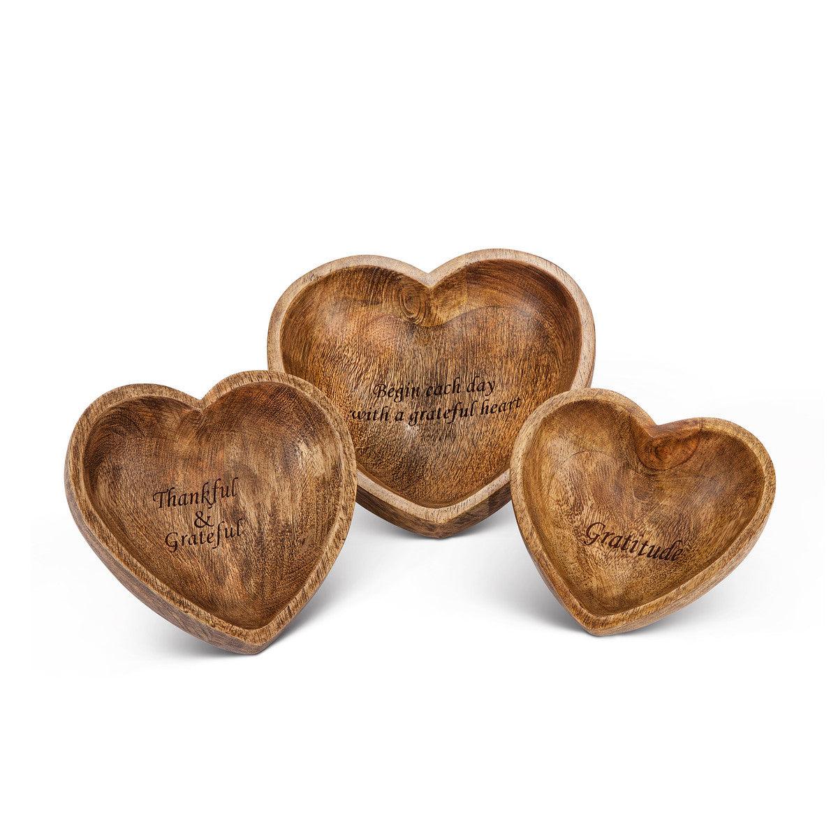 Heritage Inlay Wood Gratitude Bowls, Set of 3 - Signastyle Boutique