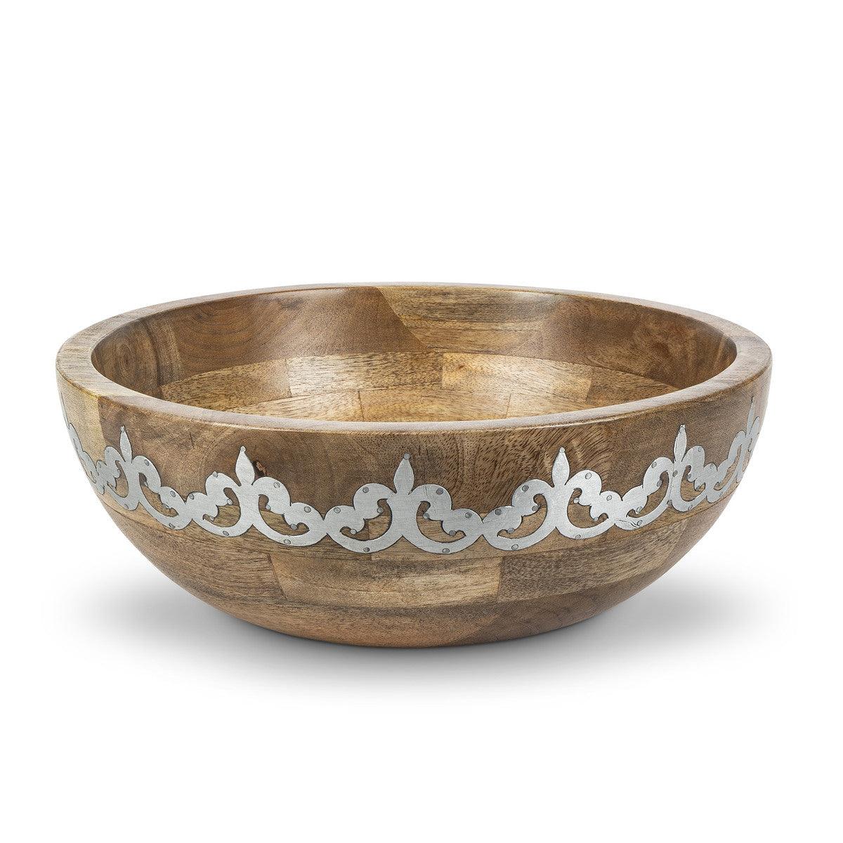 Heritage Inlay Wood Wide Serving Bowl - Signastyle Boutique
