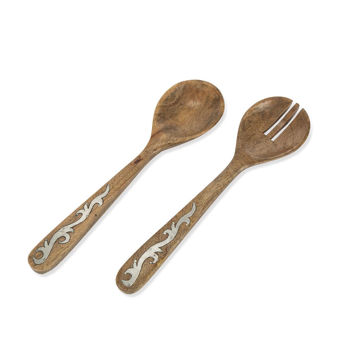 Heritage Inlay Wood Serving Utensils, Set of 2 - Signastyle Boutique