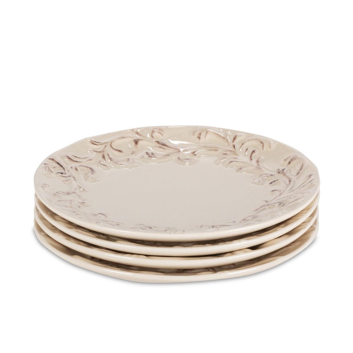 Acanthus Stoneware Appetizer Plates, Set of 4 - Signastyle Boutique