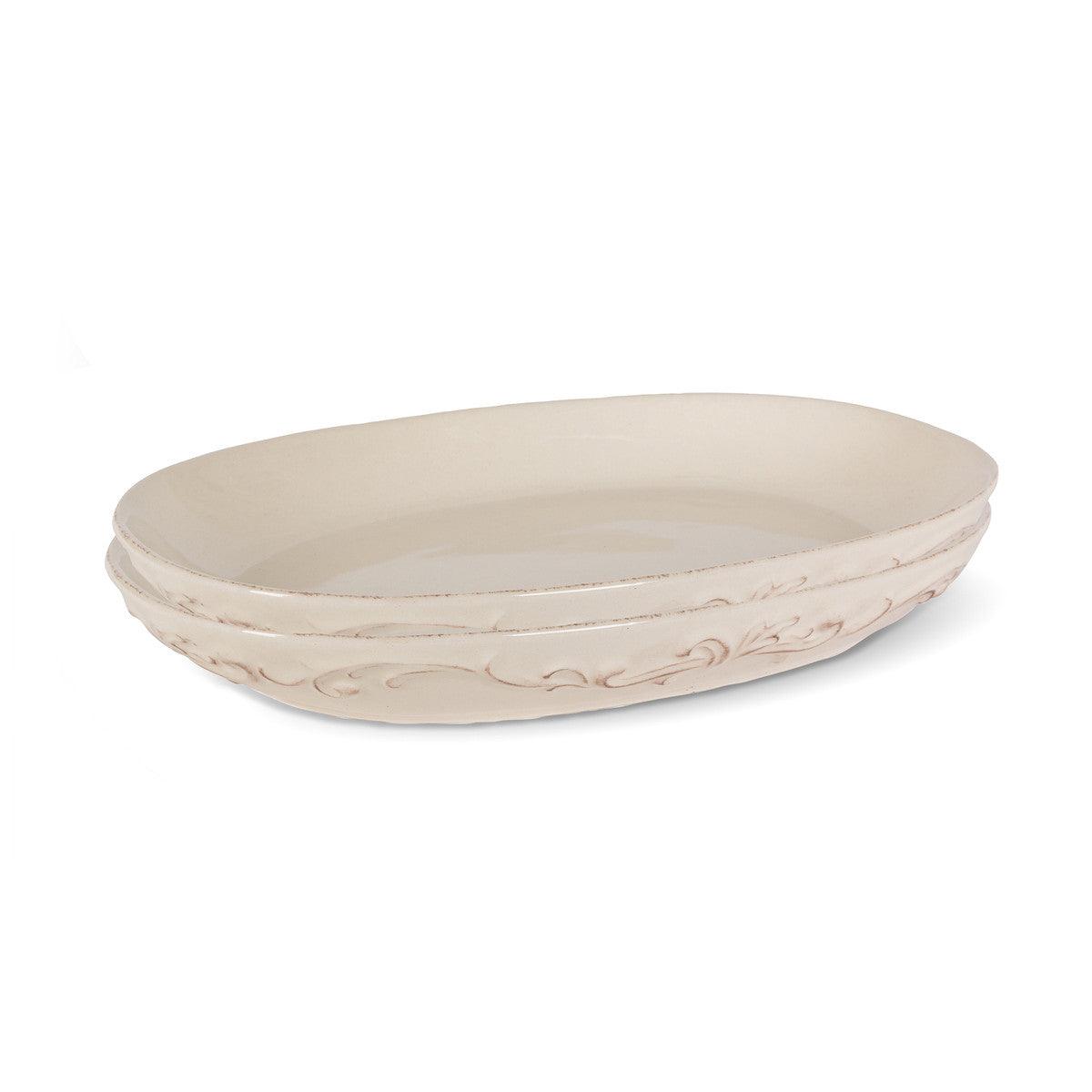 Acanthus Stoneware Oval Serving Platters, Set of 2 - Signastyle Boutique