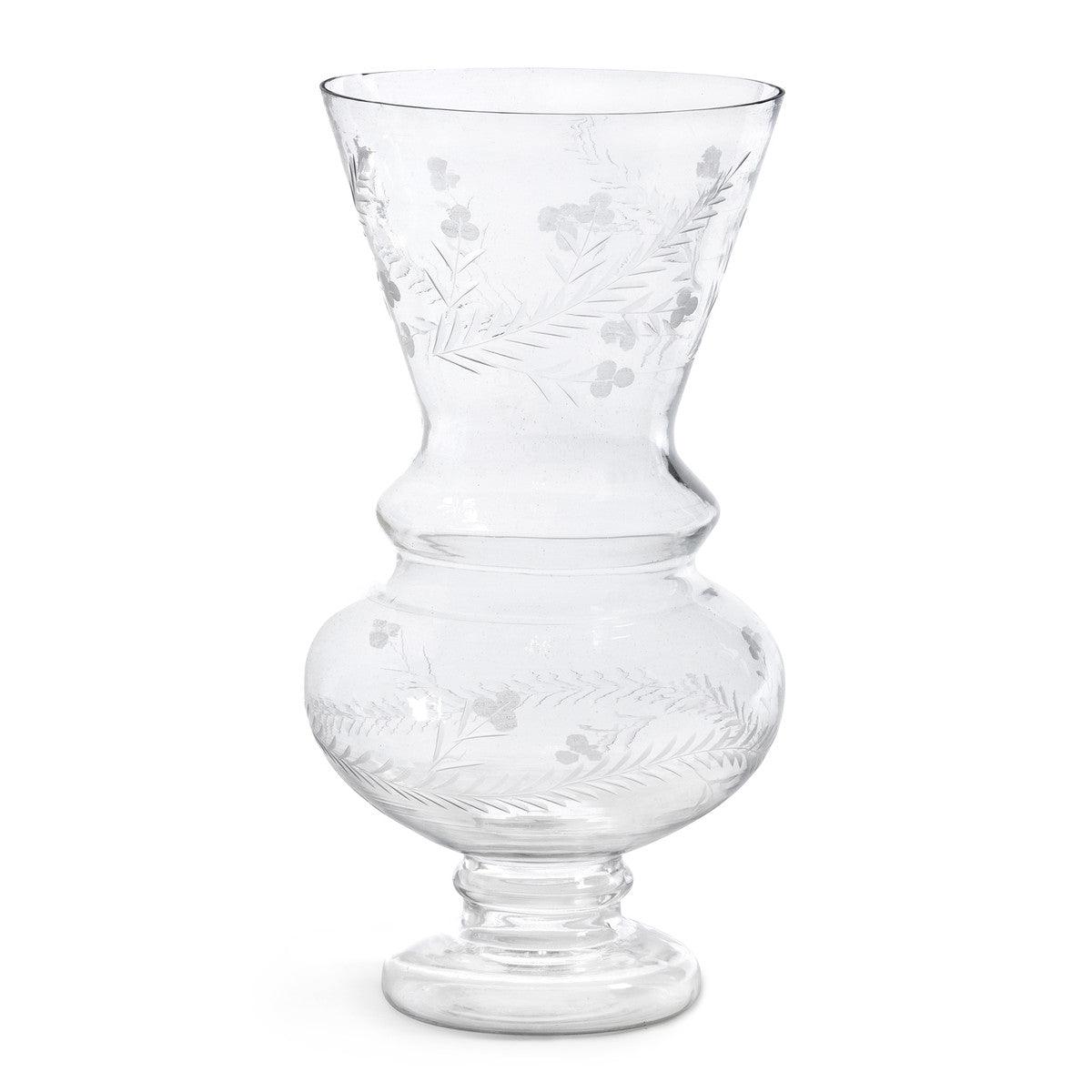 Wallace Etched Glass Vase, Large - Signastyle Boutique