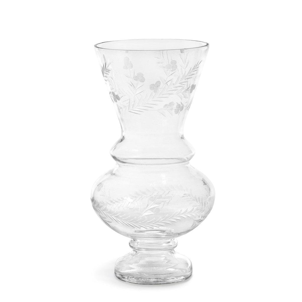 Wallace Etched Glass Vase, Medium-Containers-Rustic Barn Boutique