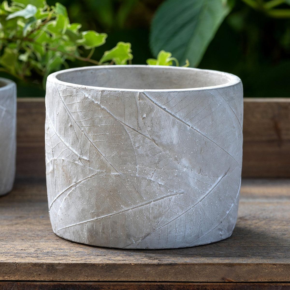Leaf Embossed Cement Pot, Large - Signastyle Boutique