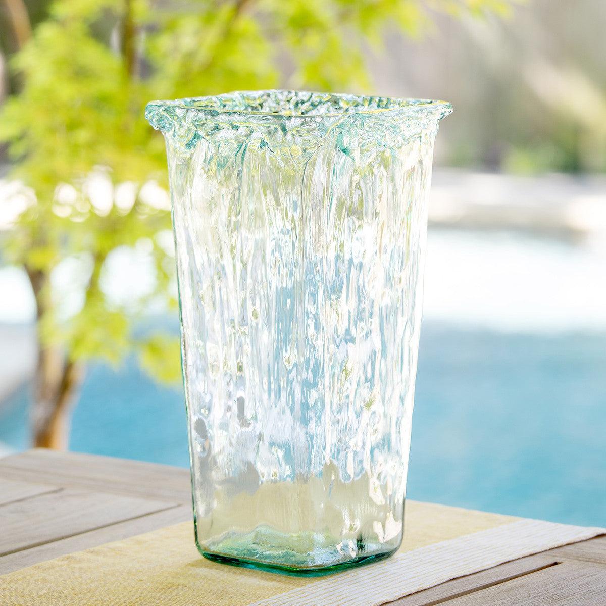 Oceana Organic Glass Square Vase, Large - Signastyle Boutique