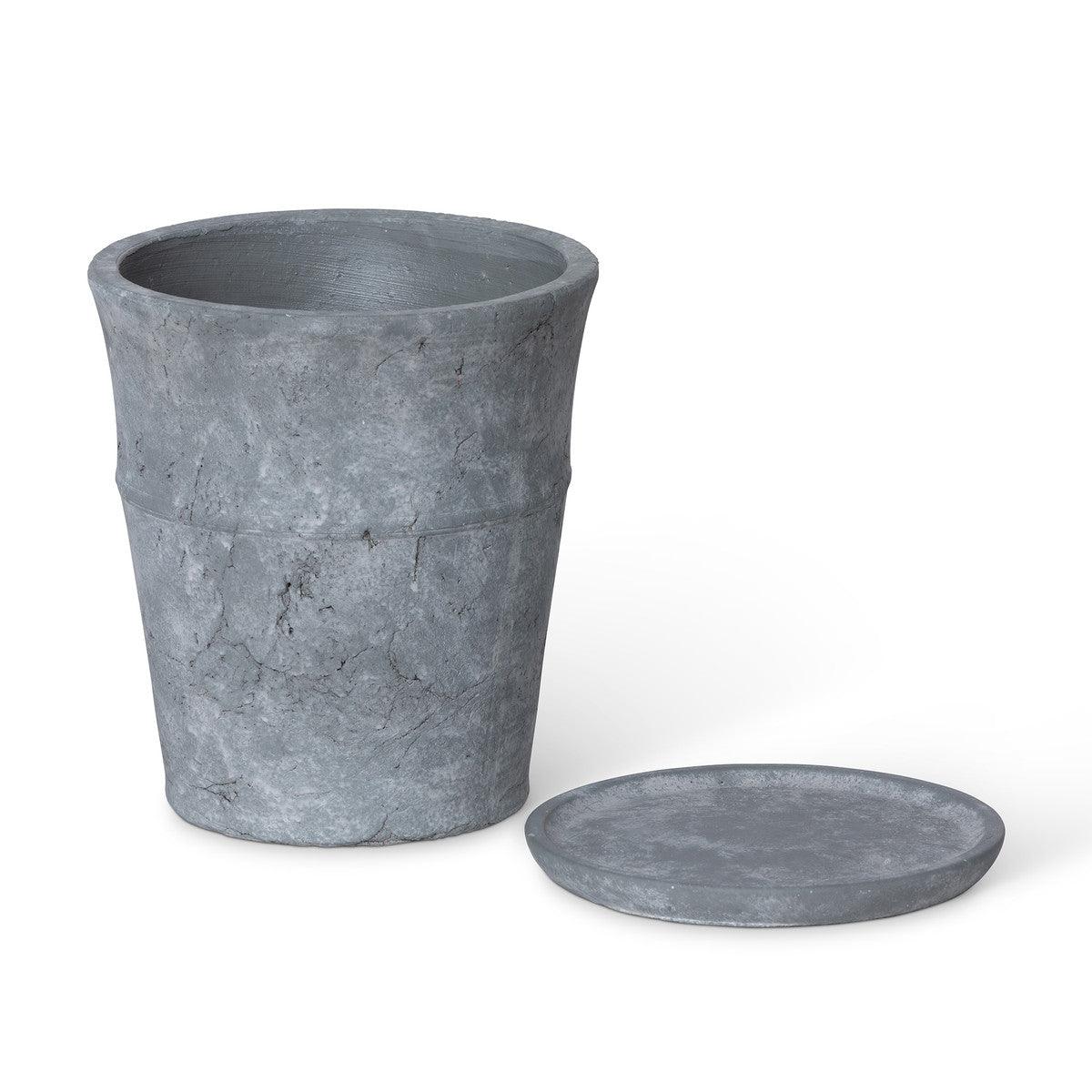 Meyer Cement Garden Pot w/ Tray, 8.5" - Signastyle Boutique