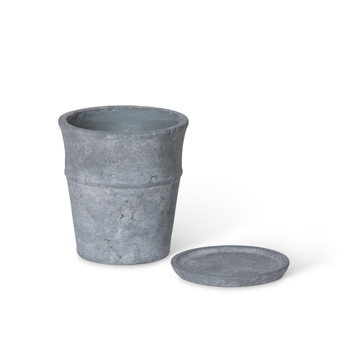Meyer Cement Garden Pot w/ Tray, 7.25" - Signastyle Boutique