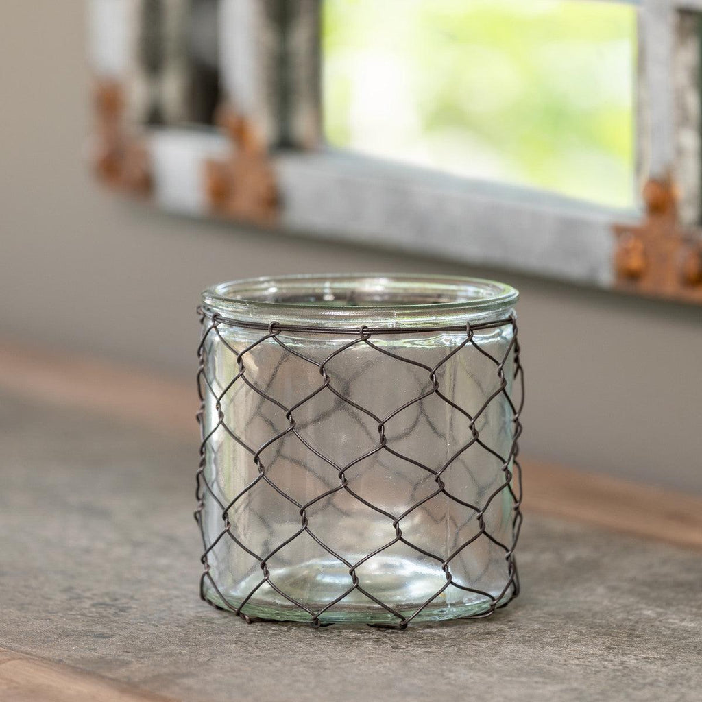 Candle Holder with Poultry Wire-Containers-Rustic Barn Boutique