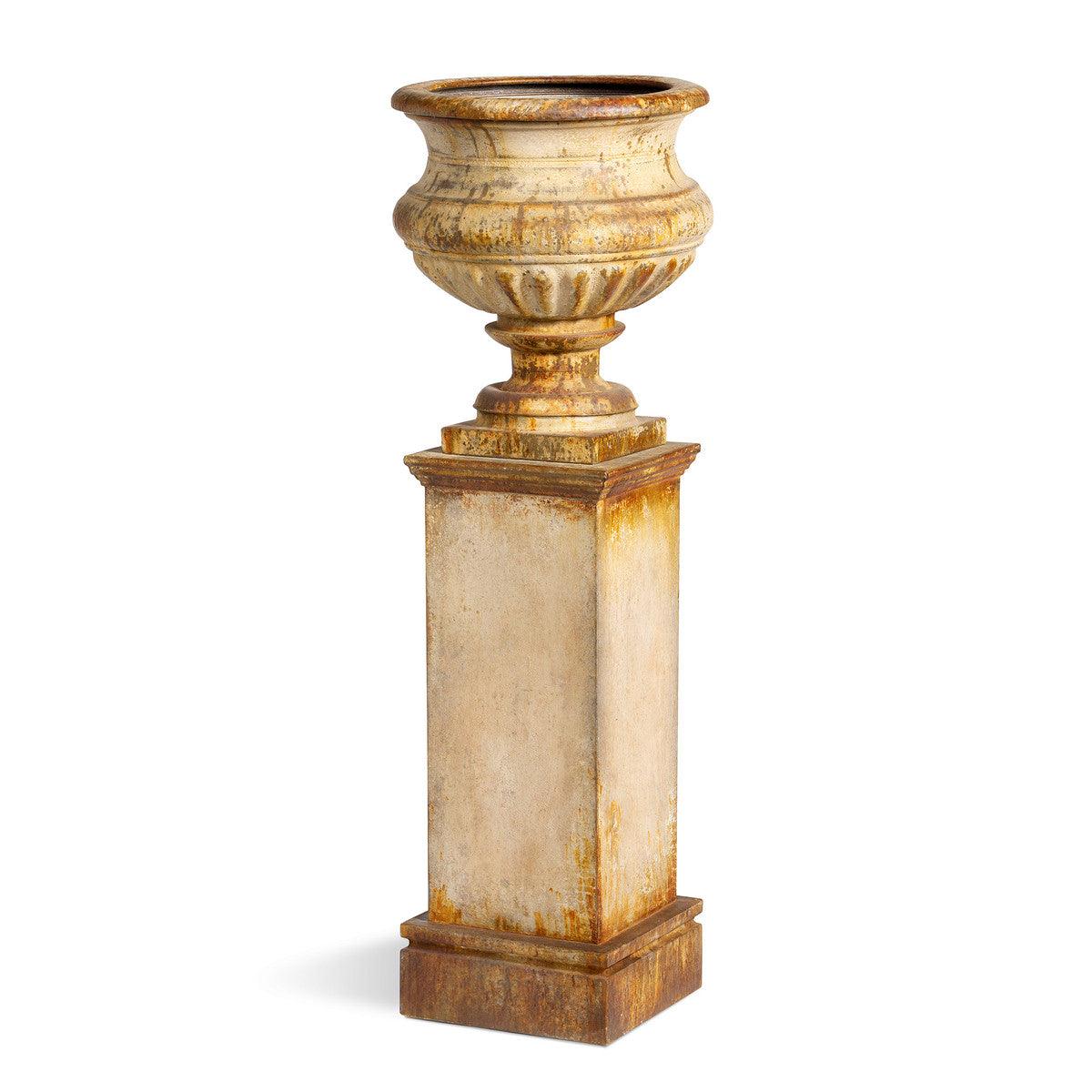 Metal Portico Urn with Tall Pedestal - Signastyle Boutique