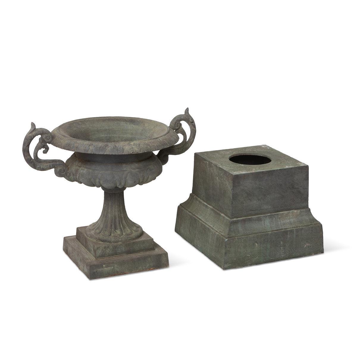 Cast Iron Terrace Urn on Plinth - Signastyle Boutique