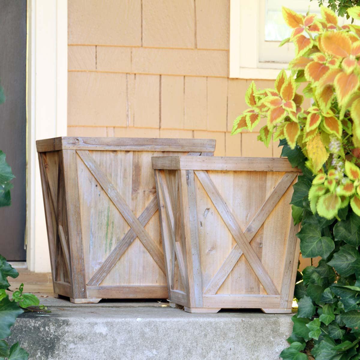 Reclaimed Wood Town & Country Planters, Set of 2 - Signastyle Boutique