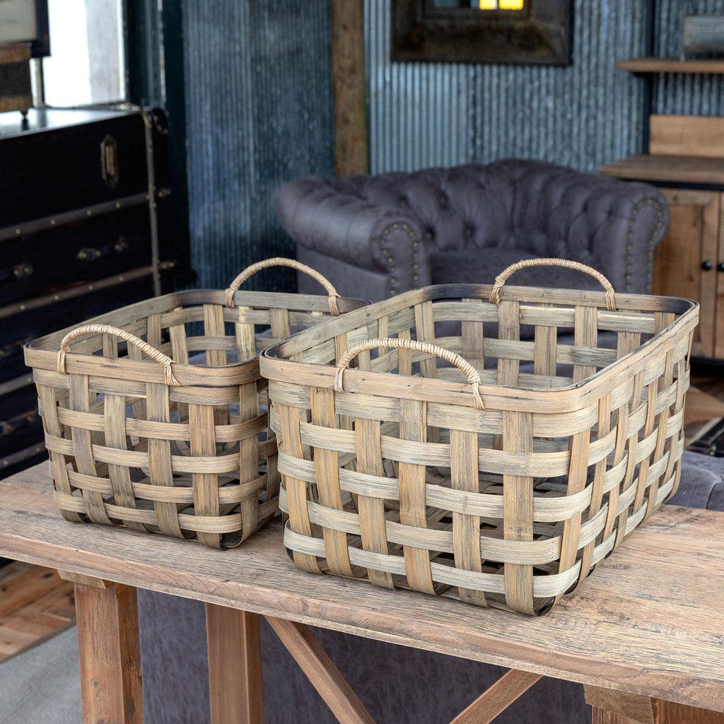 Tobacco Storage Baskets, Set of 2-Baskets-Rustic Barn Boutique