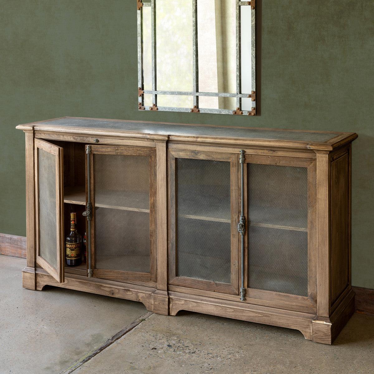 Aged Zinc Top Whiskey Cabinet - Signastyle Boutique