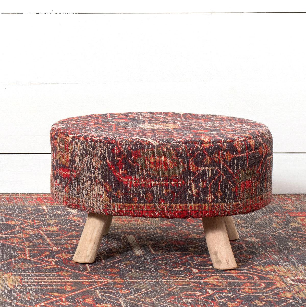 Distressed Print Cotton Chenille Stool - Signastyle Boutique