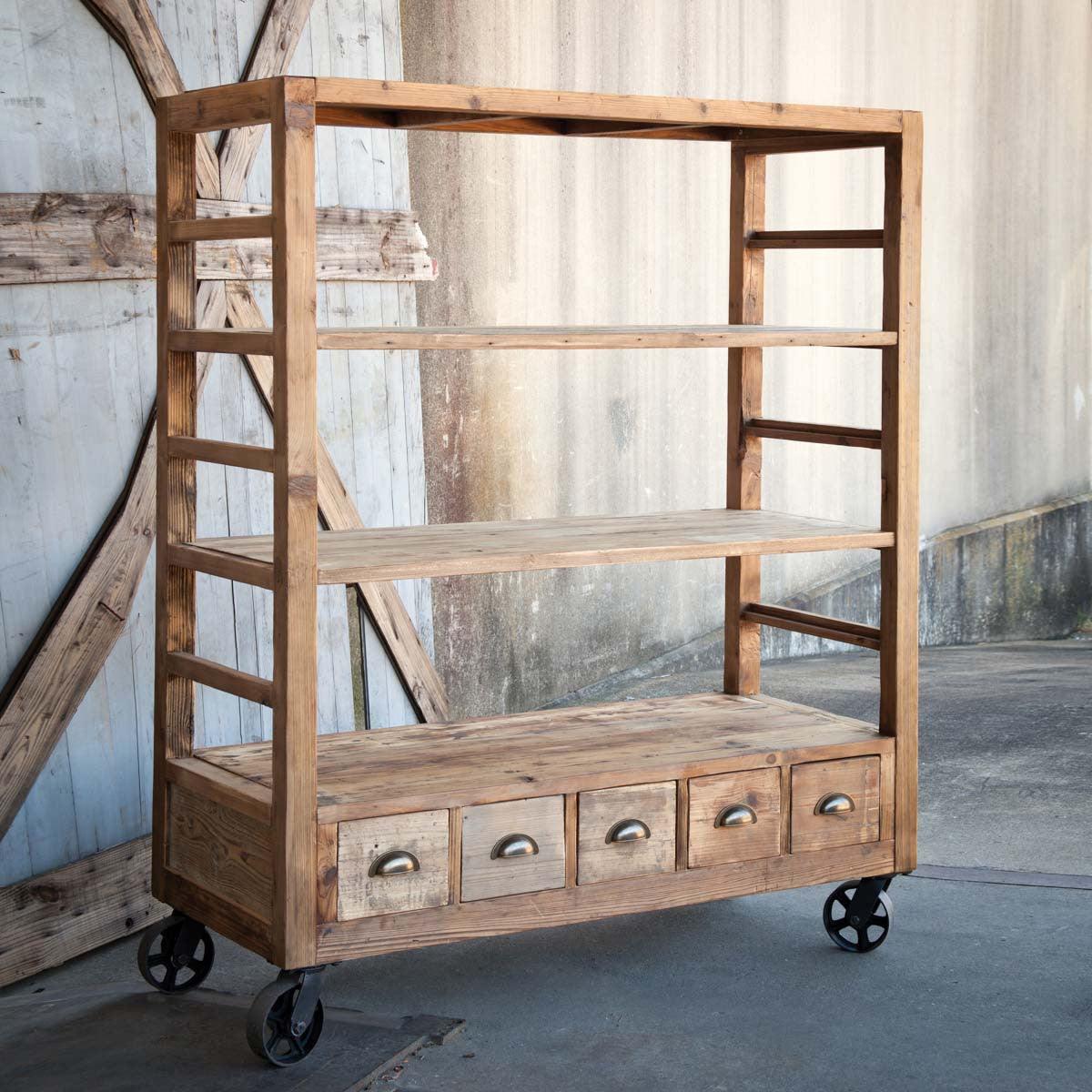 Vintage-Style Rolling Factory Shelves - Signastyle Boutique