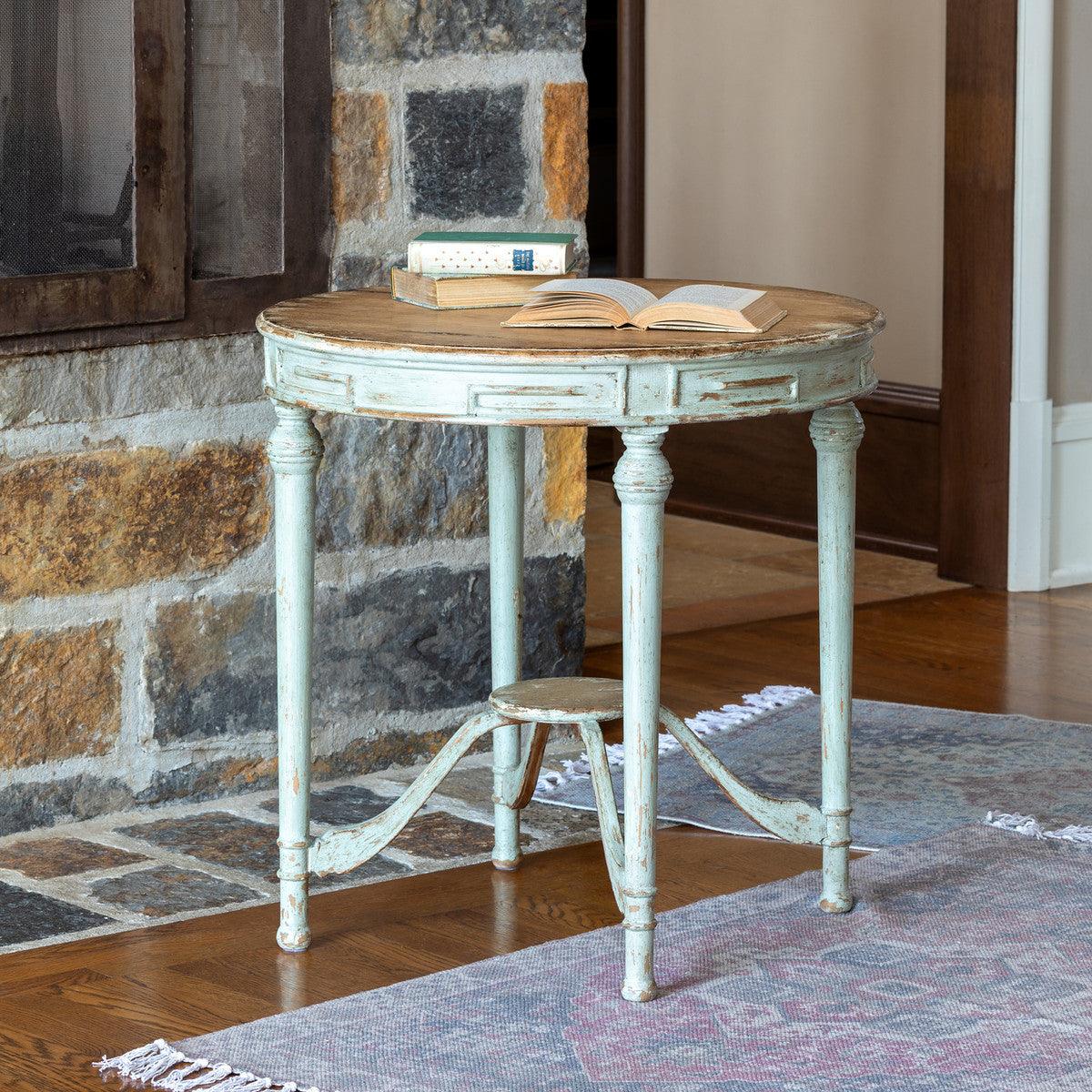French-Style Painted Petite Round Table - Signastyle Boutique