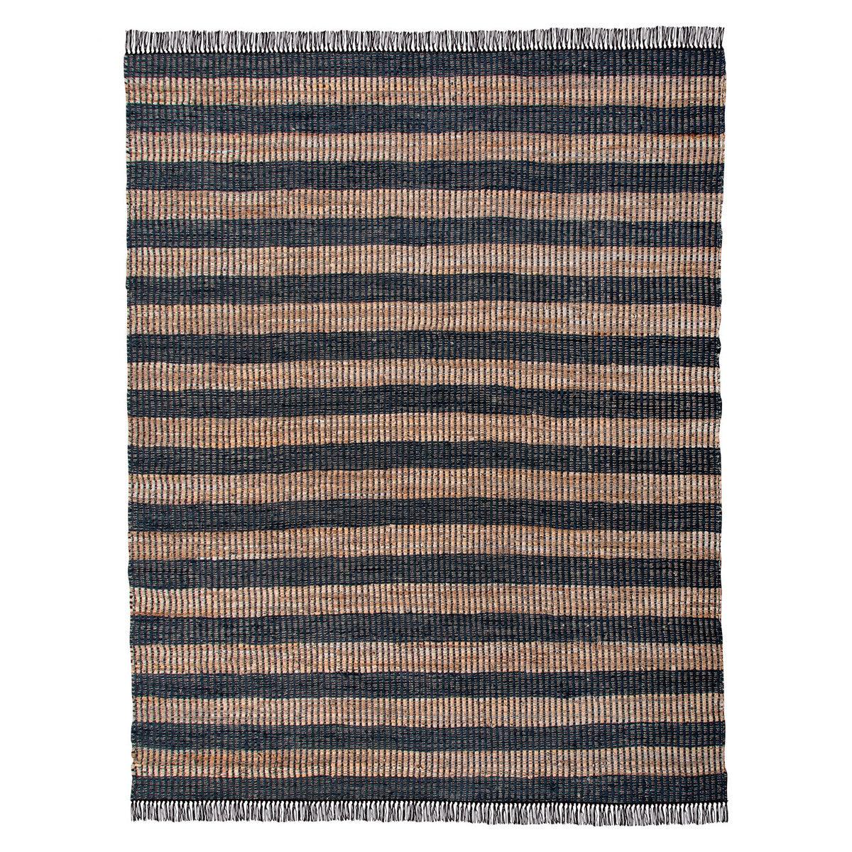 Leather and Hemp Woven Rug, 7'9" x 9'9" - Signastyle Boutique