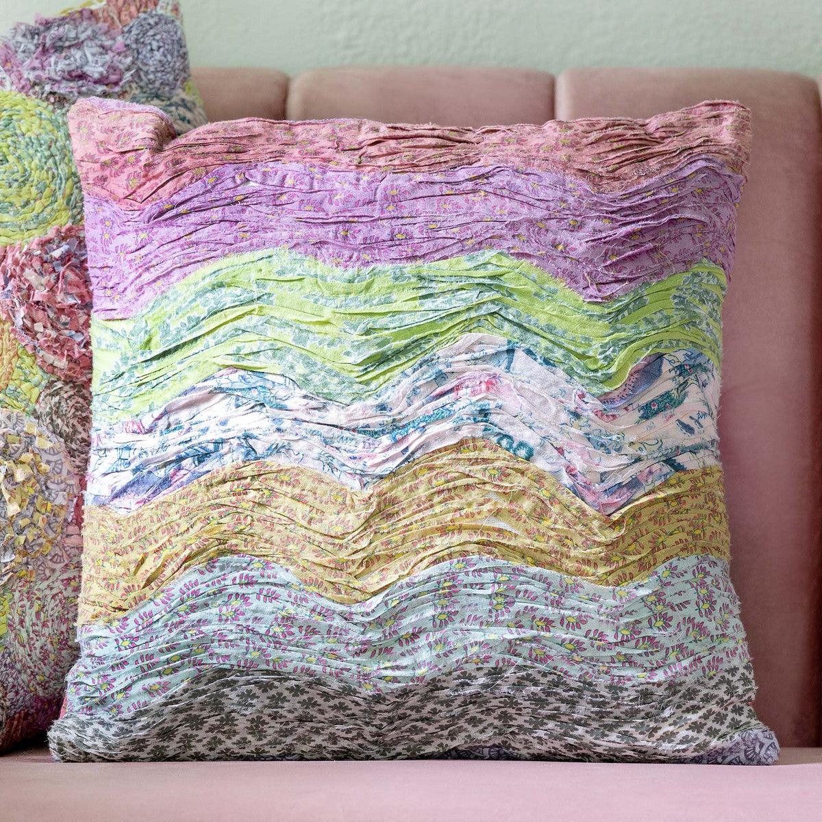 Handstitched Wave Pattern Pillow - Signastyle Boutique