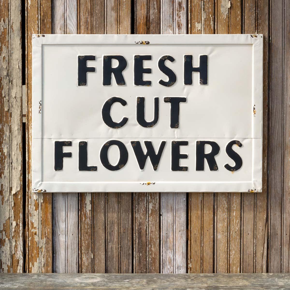 Embossed Metal Fresh Cut Flowers Sign - Signastyle Boutique