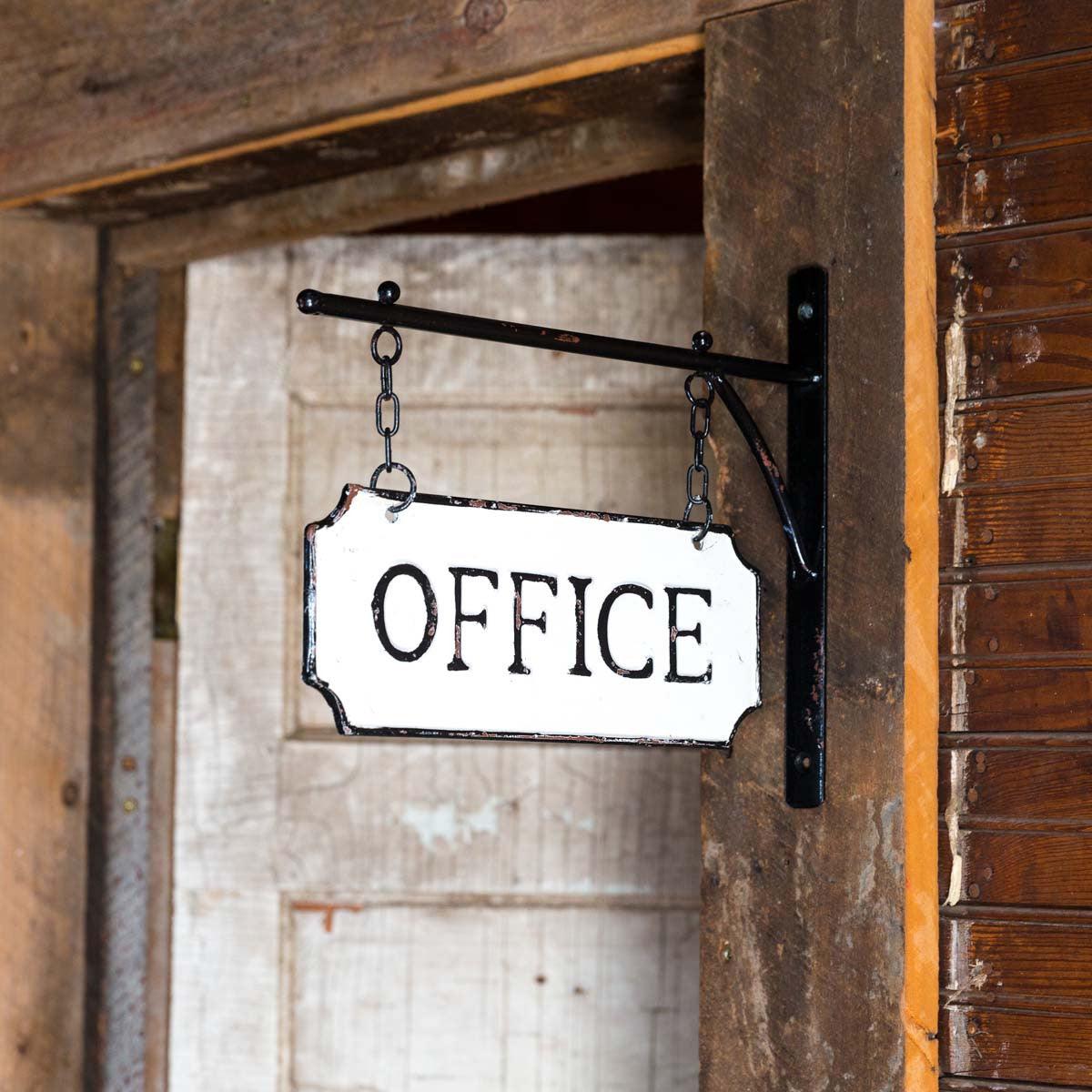 Metal Office Sign with Hanging Display Bar - Signastyle Boutique