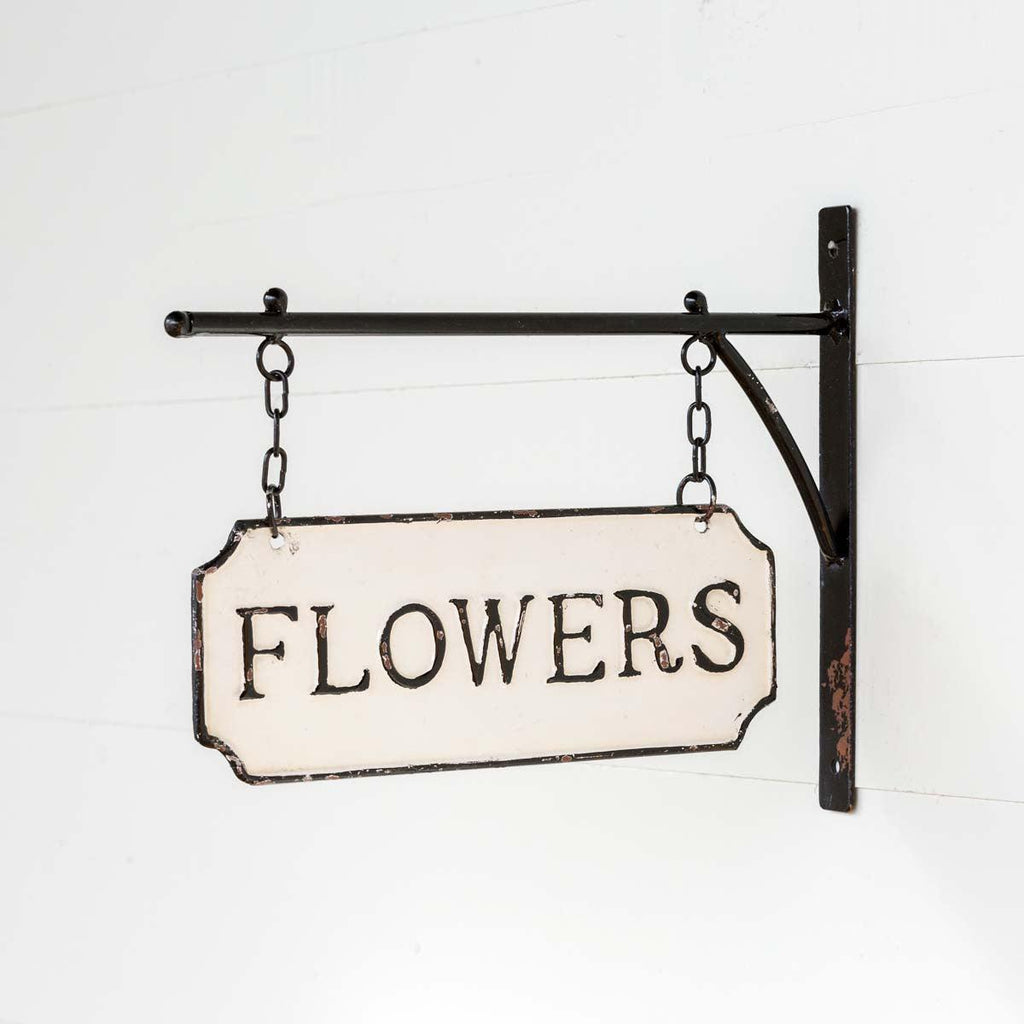 Metal Flower Sign with Hanging Display Bar - Signastyle Boutique