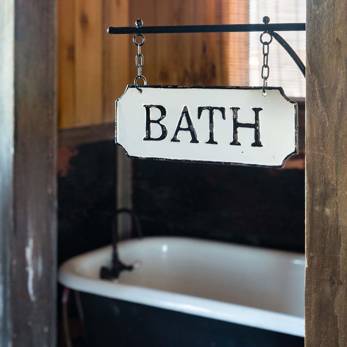 Metal Bath Sign with Hanging Display Bar - Signastyle Boutique