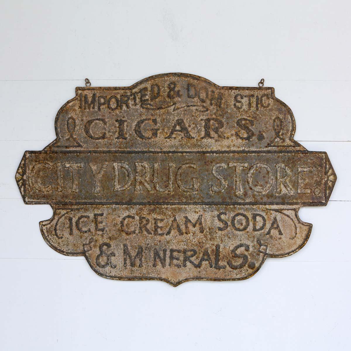 Embossed Metal Drug Store Sign - Signastyle Boutique