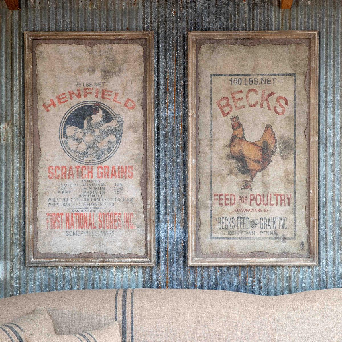 Framed Becks Poultry Seed/Henfield Signs, Set of 2 - Signastyle Boutique