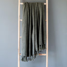Washed Linen Throw, Olive Green - Signastyle Boutique
