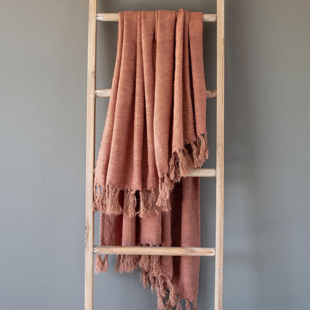 Washed Linen Throw, Faded Coral - Signastyle Boutique