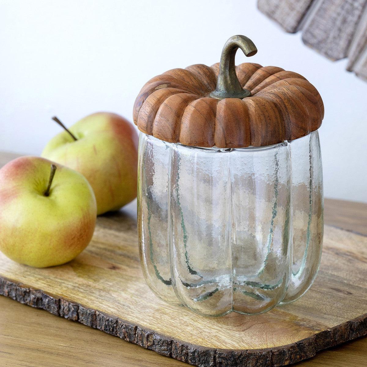 Glass Pumpkin Lidded Canister, Tall - Signastyle Boutique