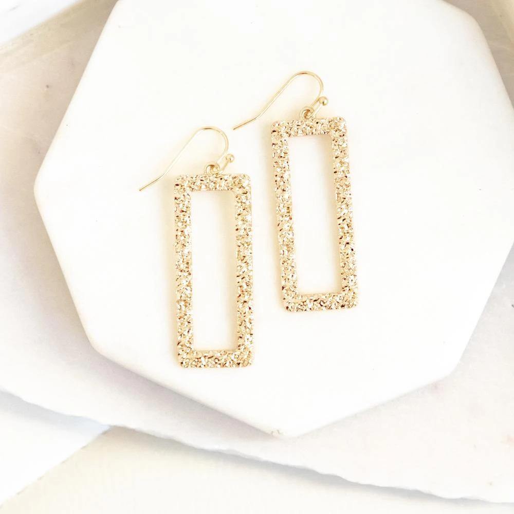 Textured Rectangle Drop Earrings - Signastyle Boutique