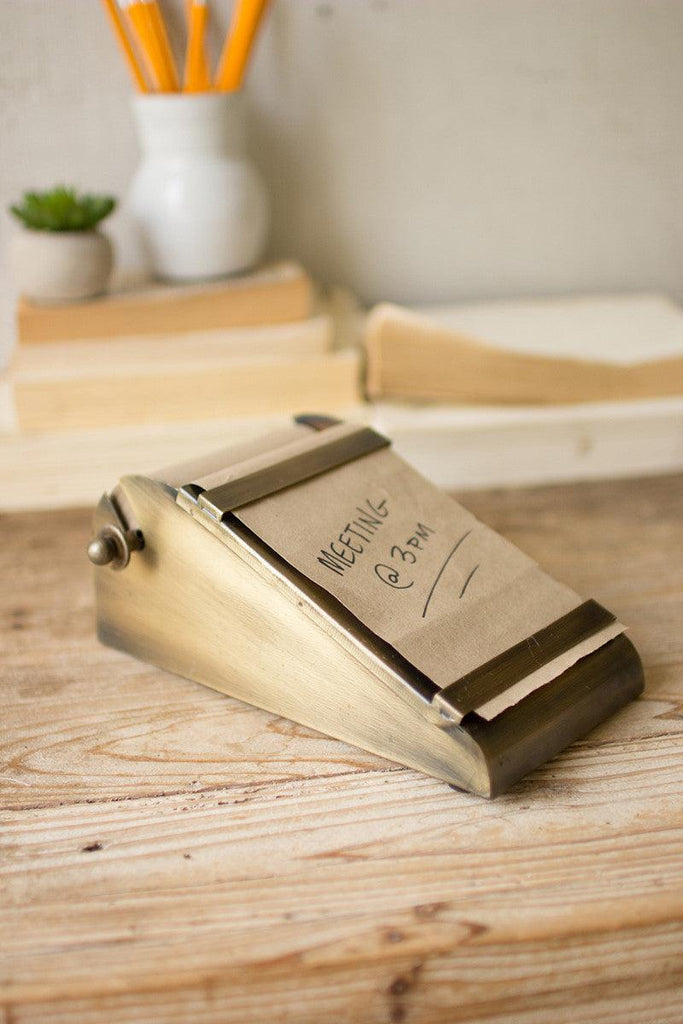 Desk Top Note Roll in Antique Brass Dispenser-Home Accents-Rustic Barn Boutique
